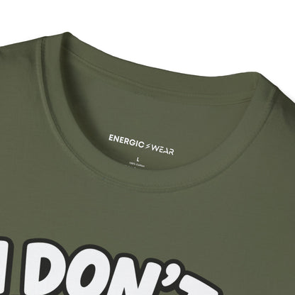 Graphic fitness T-shirt featuring the "I Don't Run, I Take Brisk Walks to the Fridge" design.
