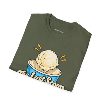 Graphic fitness T-shirt featuring the "The Last Scoop Deserves a Drumroll" design.