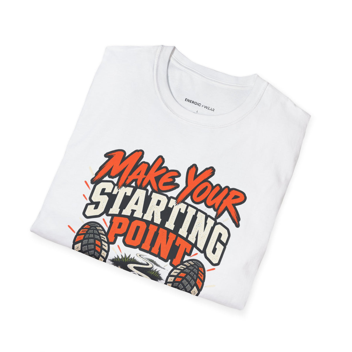 Graphic fitness T-shirt featuring the "Make Your Starting Point Proud" design.