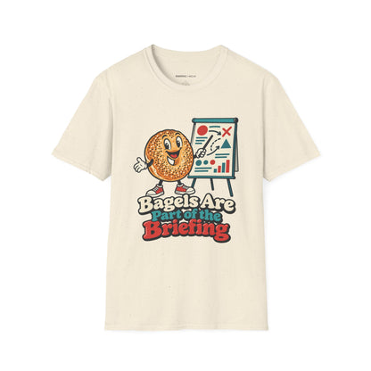 Graphic fitness T-shirt featuring the "Bagels Are Part of the Briefing" design.