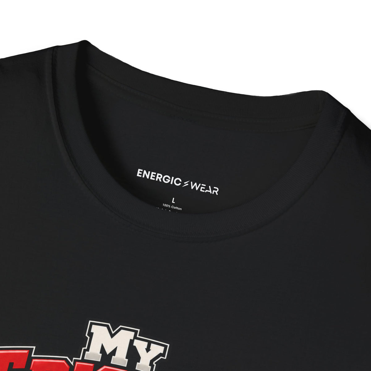 Graphic fitness T-shirt featuring the "My Triceps Finish What My Chest Starts" design.