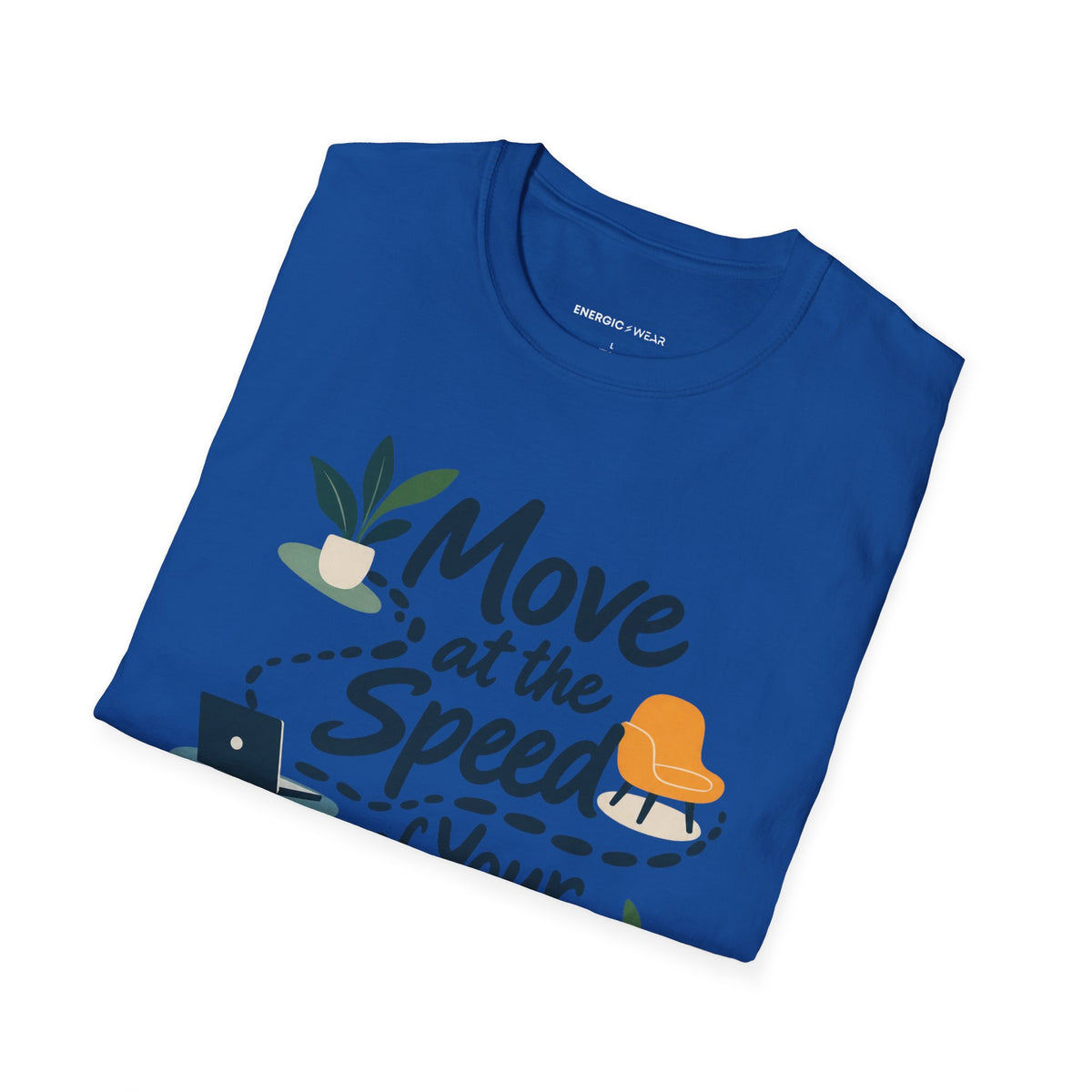 Graphic fitness T-shirt featuring the "Move at the Speed of Your Life" design.