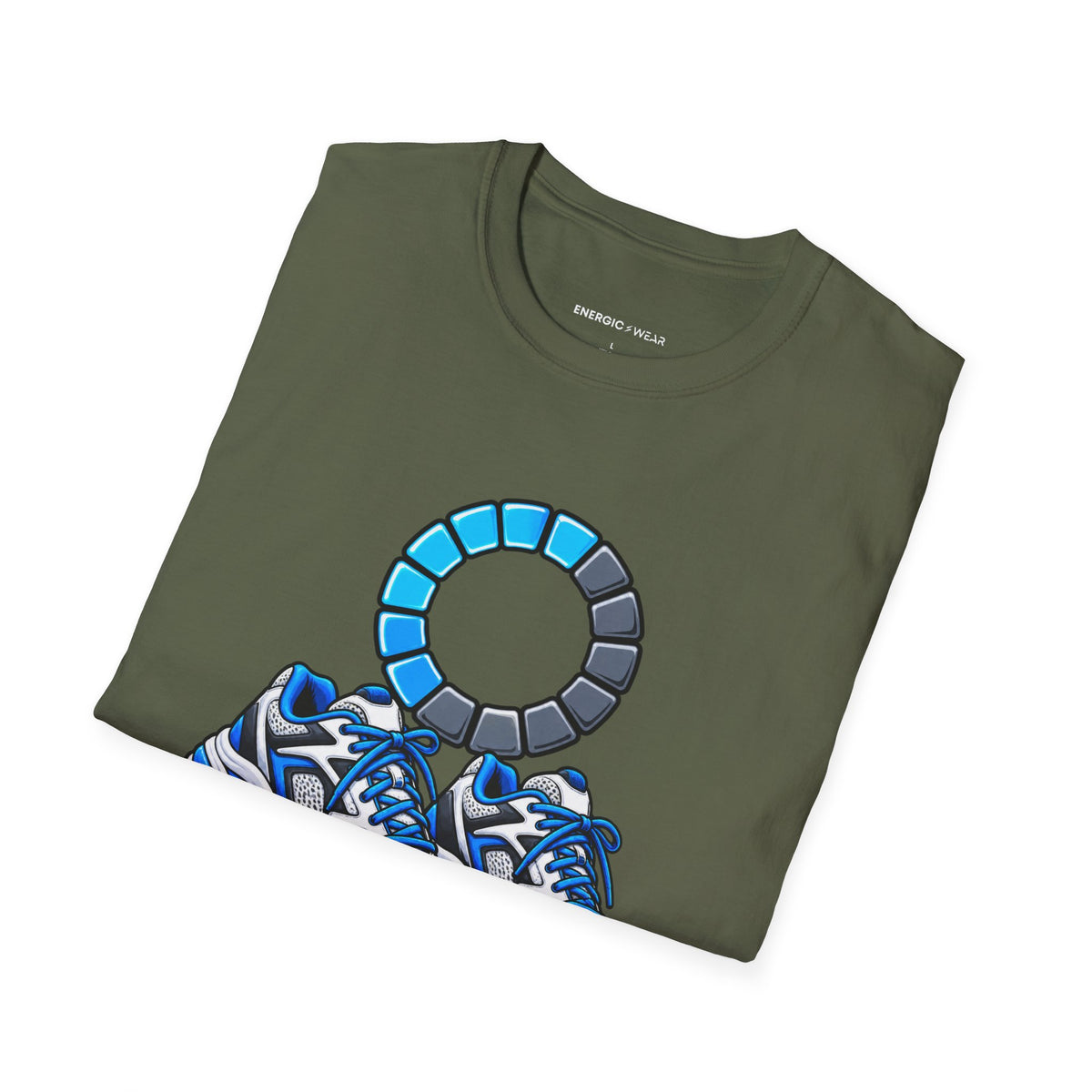 Graphic fitness T-shirt featuring the "Please Hold, My Legs Are Rebooting" design.