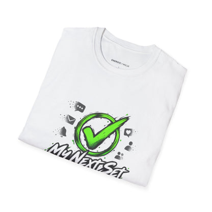 Graphic fitness T-shirt featuring the "My Next Set Deserves My Whole Attention" design.
