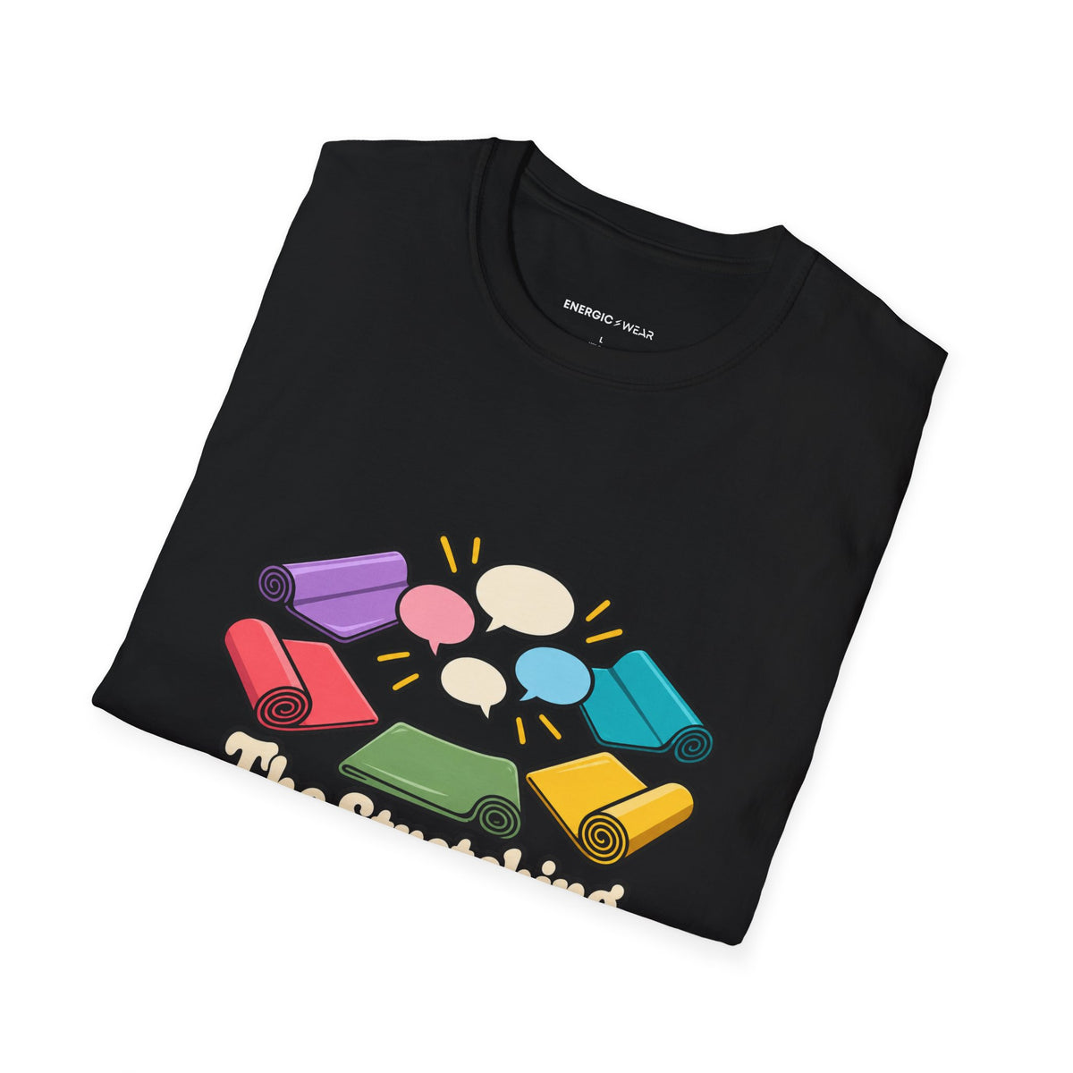 Graphic fitness T-shirt featuring the "The Stretching Area Became My Social Circle" design.