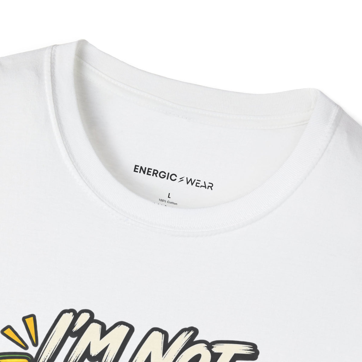 Graphic fitness T-shirt featuring the "I'm Not Lazy, I'm in Energy Saving Mode" design.