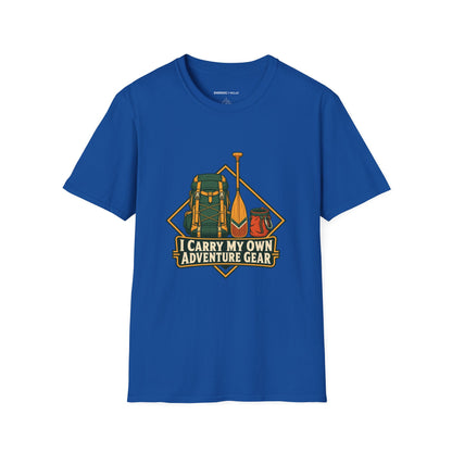 Graphic fitness T-shirt featuring the "I Carry My Own Adventure Gear" design.
