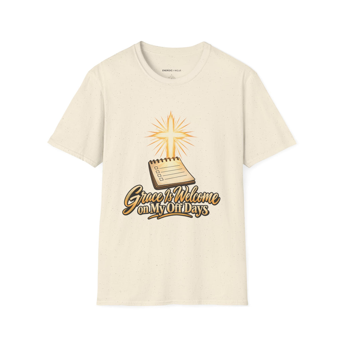 Graphic fitness T-shirt featuring the "Grace Is Welcome on My Off Days" design.