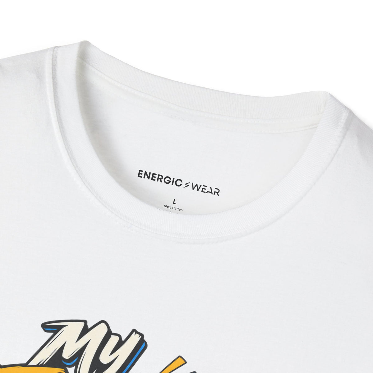 Graphic fitness T-shirt featuring the "My Energy Can Lift the Room" design.