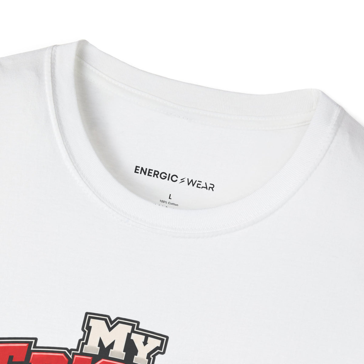 Graphic fitness T-shirt featuring the "My Triceps Finish What My Chest Starts" design.