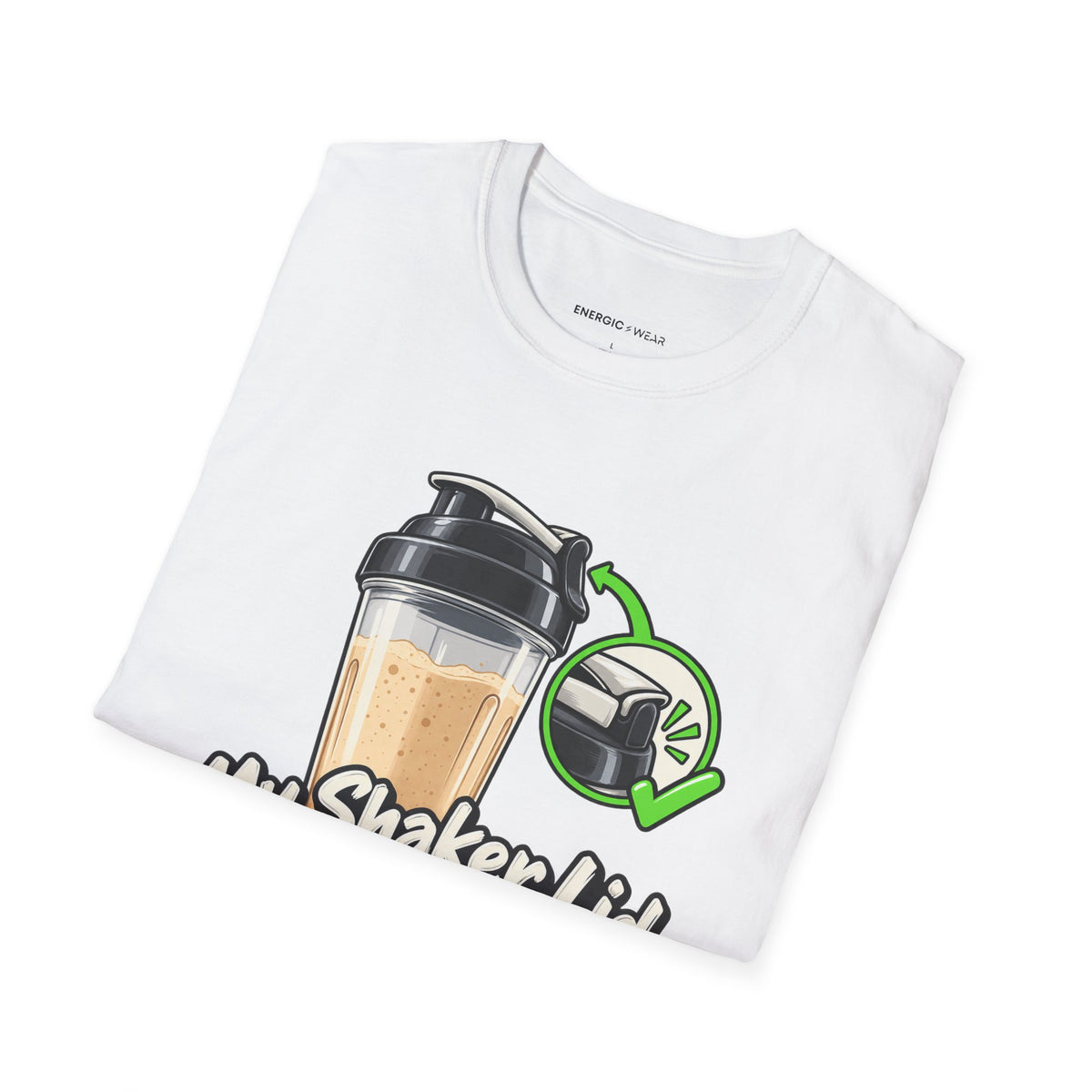 Graphic fitness T-shirt featuring the "My Shaker Lid Demands a Pre-Flight Check" design.