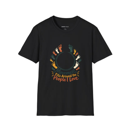 Graphic fitness T-shirt featuring the "Movement Fits Around the People I Love" design.