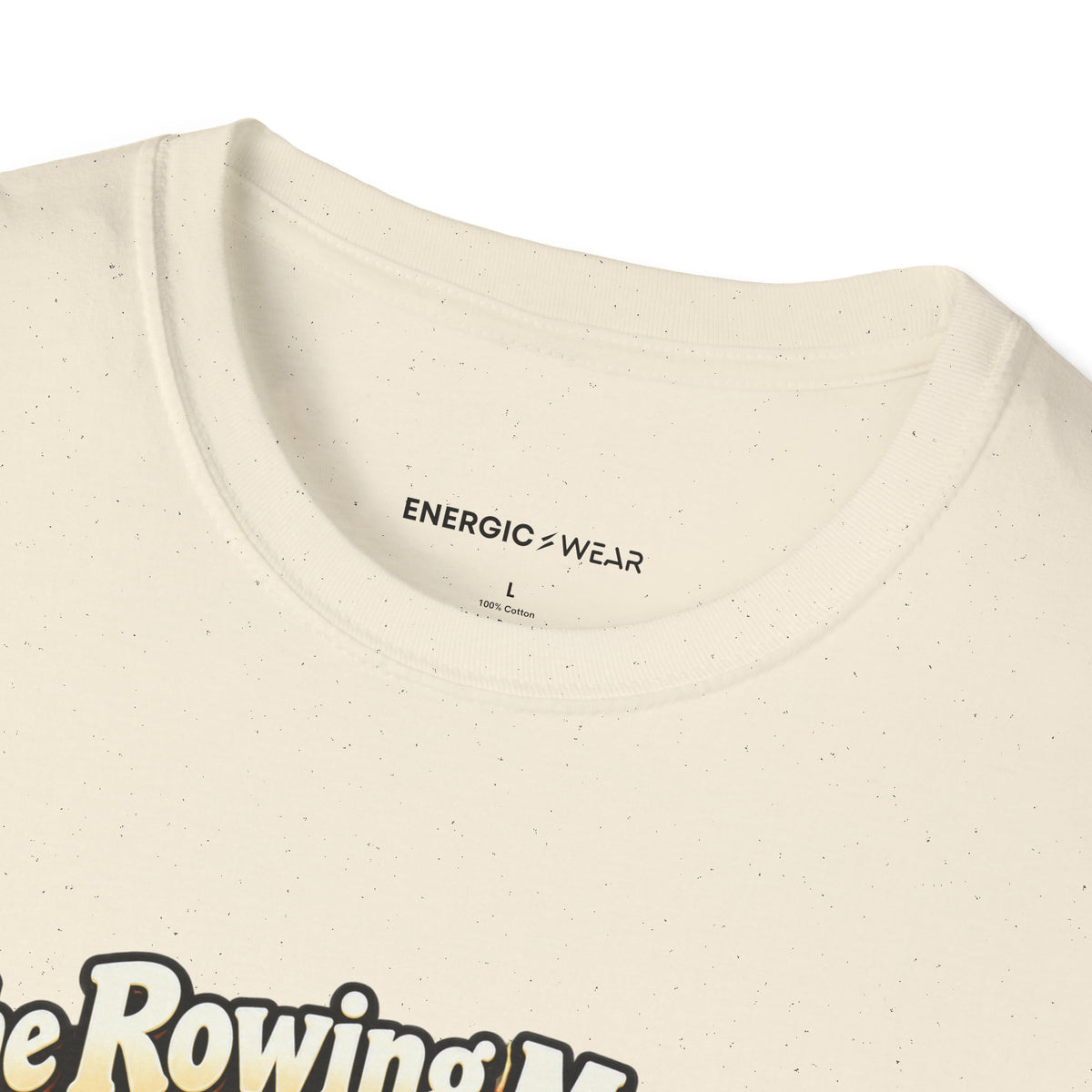 Graphic fitness T-shirt featuring the "The Rowing Machine Has Main-Character Energy" design.