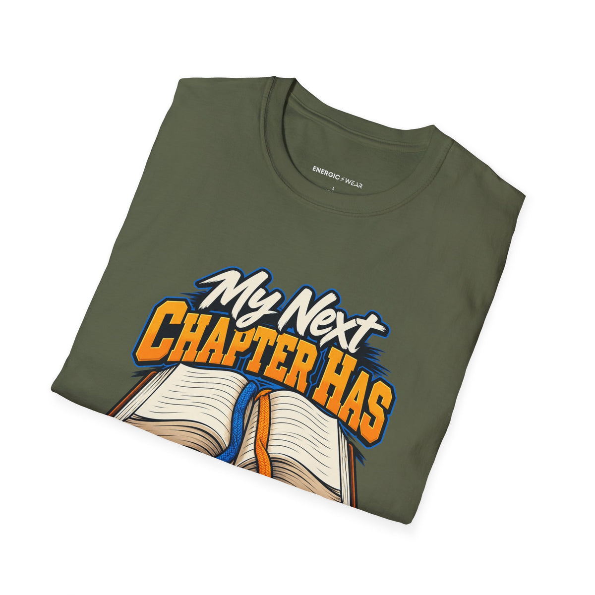 Graphic fitness T-shirt featuring the "My Next Chapter Has Training Shoes" design.