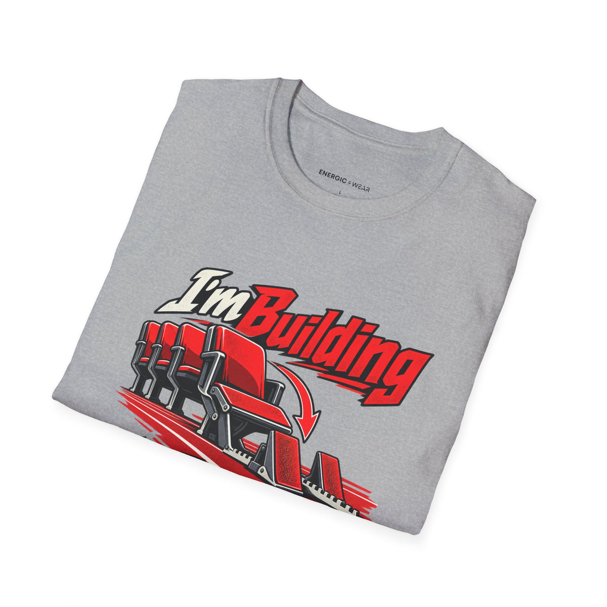 Graphic fitness T-shirt featuring the "I'm Building the Athlete I Used to Watch" design.