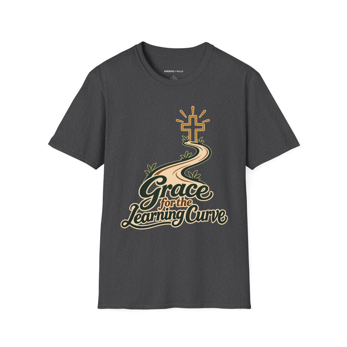 Graphic fitness T-shirt featuring the "Grace for the Learning Curve" design.