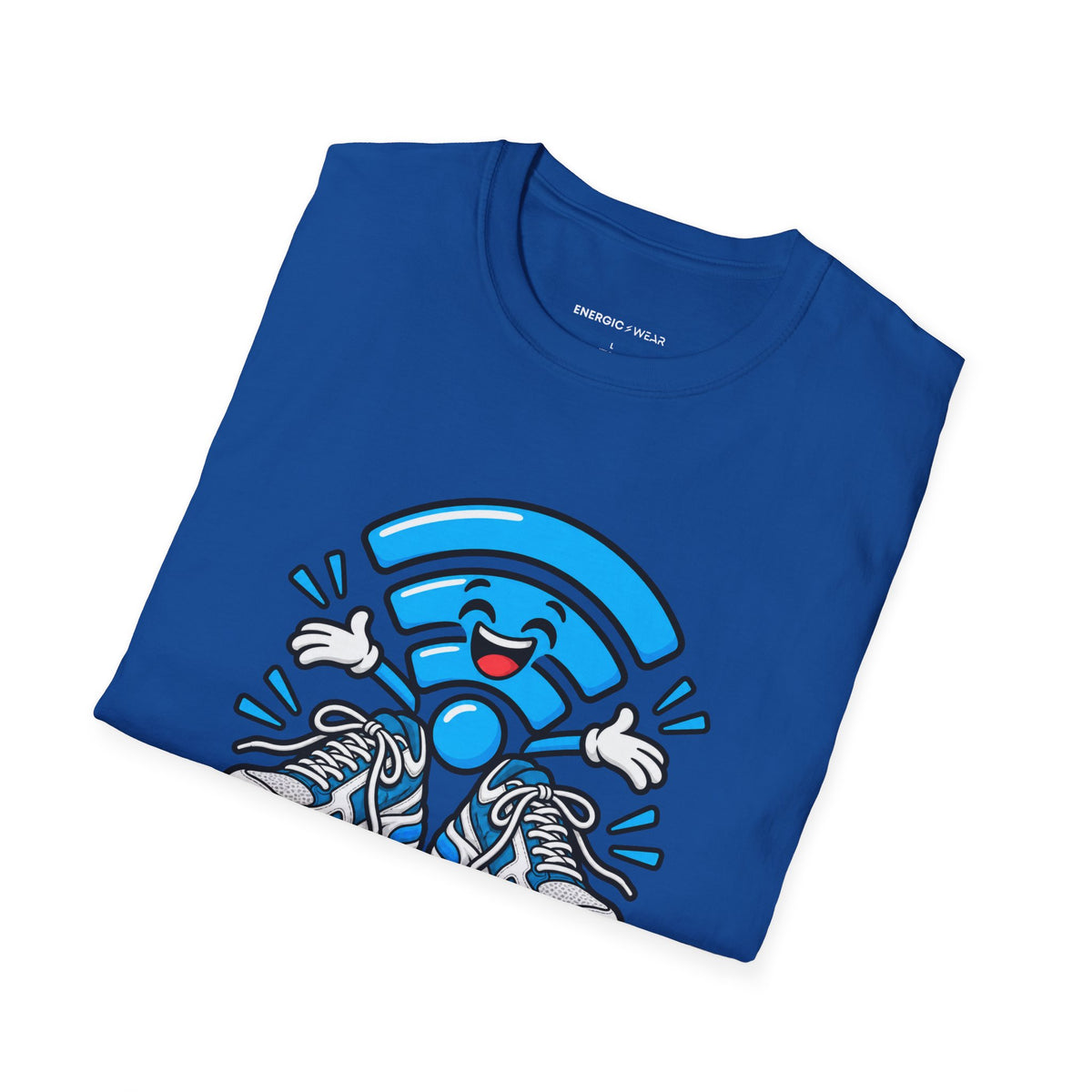 Graphic fitness T-shirt featuring the "The Gym Wi-Fi Knows My Routine" design.