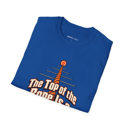 Graphic fitness T-shirt featuring the "The Top of the Rope Is a Perspective" design.