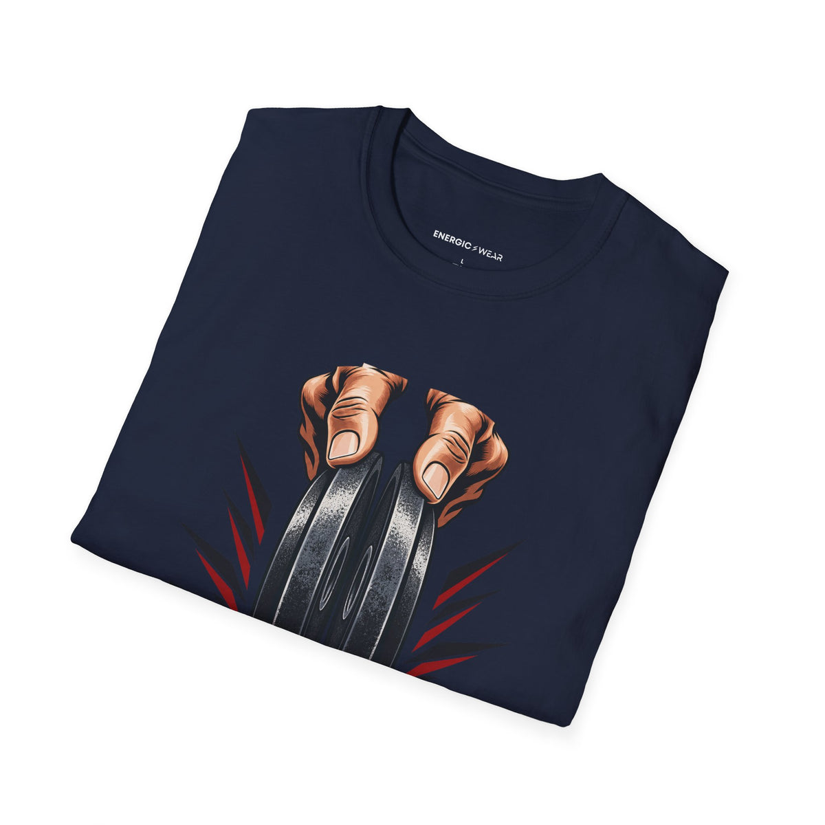 Graphic fitness T-shirt featuring the "Plate Pinch, Patient Hands" design.