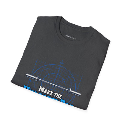 Graphic fitness T-shirt featuring the "Make the Unloaded Bar Look Intentional" design.
