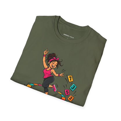 Graphic fitness T-shirt featuring the "Lost the Count, Kept the Groove" design.