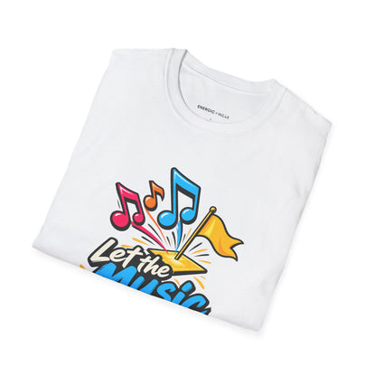 Graphic fitness T-shirt featuring the "Let the Music Meet Your Courage" design.