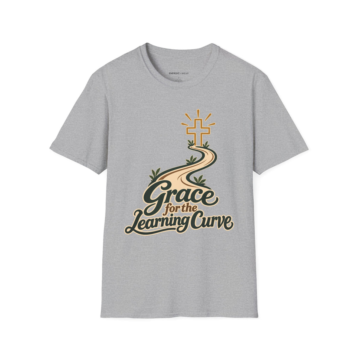 Graphic fitness T-shirt featuring the "Grace for the Learning Curve" design.