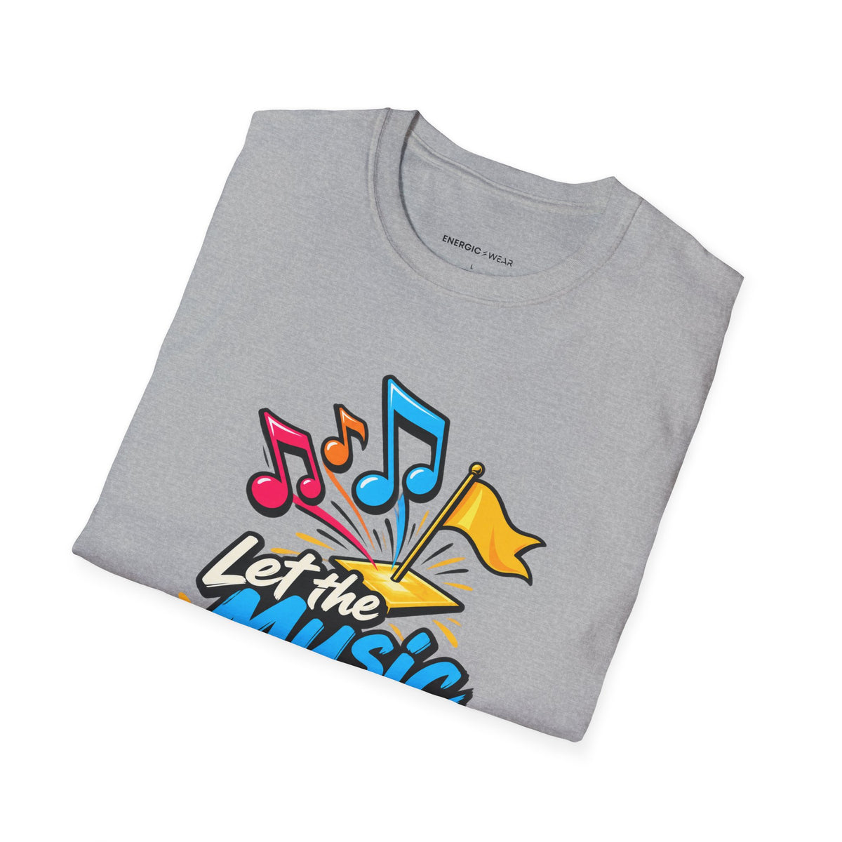 Graphic fitness T-shirt featuring the "Let the Music Meet Your Courage" design.