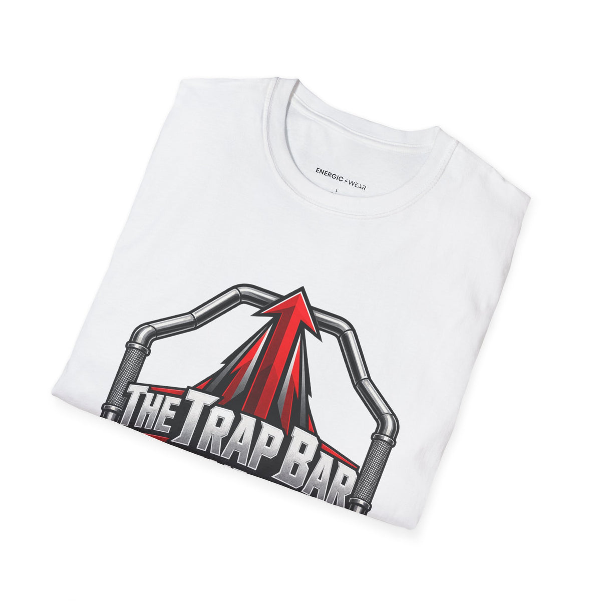 Graphic fitness T-shirt featuring the "The Trap Bar Frames My Intent" design.
