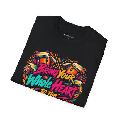 Graphic fitness T-shirt featuring the "Bring Your Whole Heart to the Beat" design.