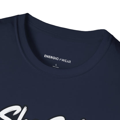 Graphic fitness T-shirt featuring the "She Sets the Tone Before the Timer" design.
