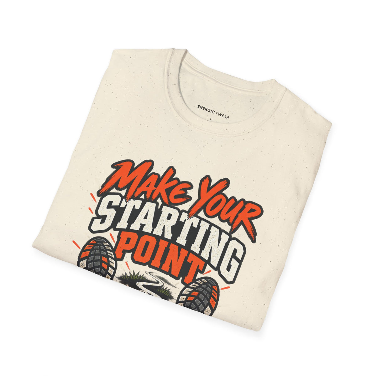 Graphic fitness T-shirt featuring the "Make Your Starting Point Proud" design.