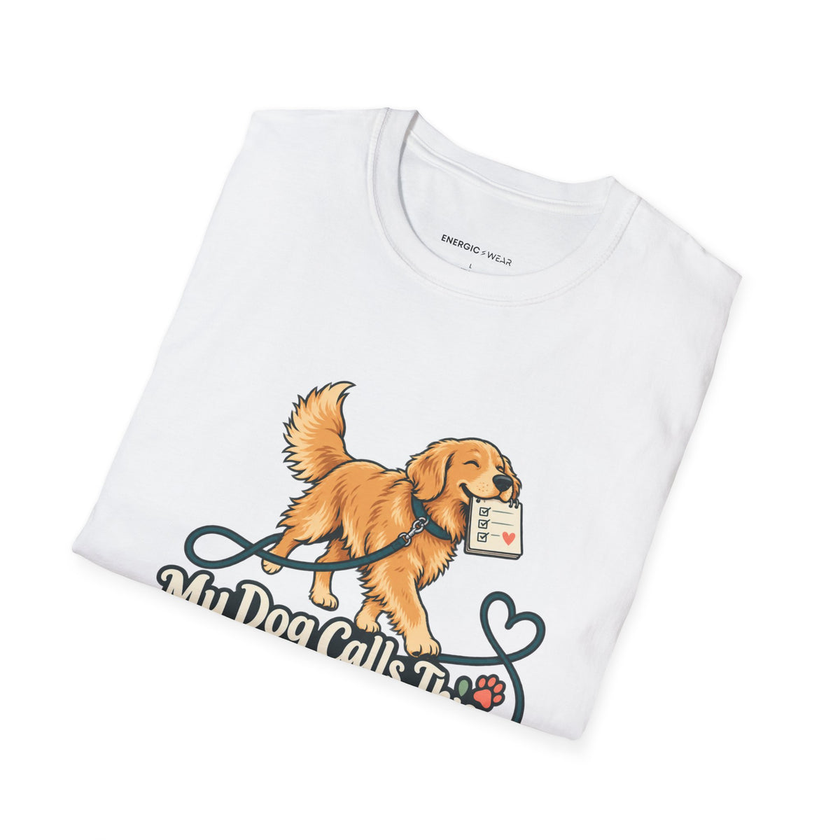 Graphic fitness T-shirt featuring the "My Dog Calls This the Daily Fitness Meeting" design.