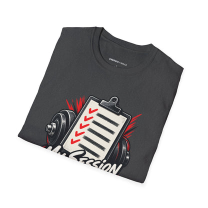 Graphic fitness T-shirt featuring the "My Session Leaves a Chalk Signature" design.