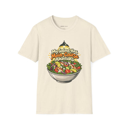 Graphic fitness T-shirt featuring the "My Salad Has Main-Course Ambitions" design.