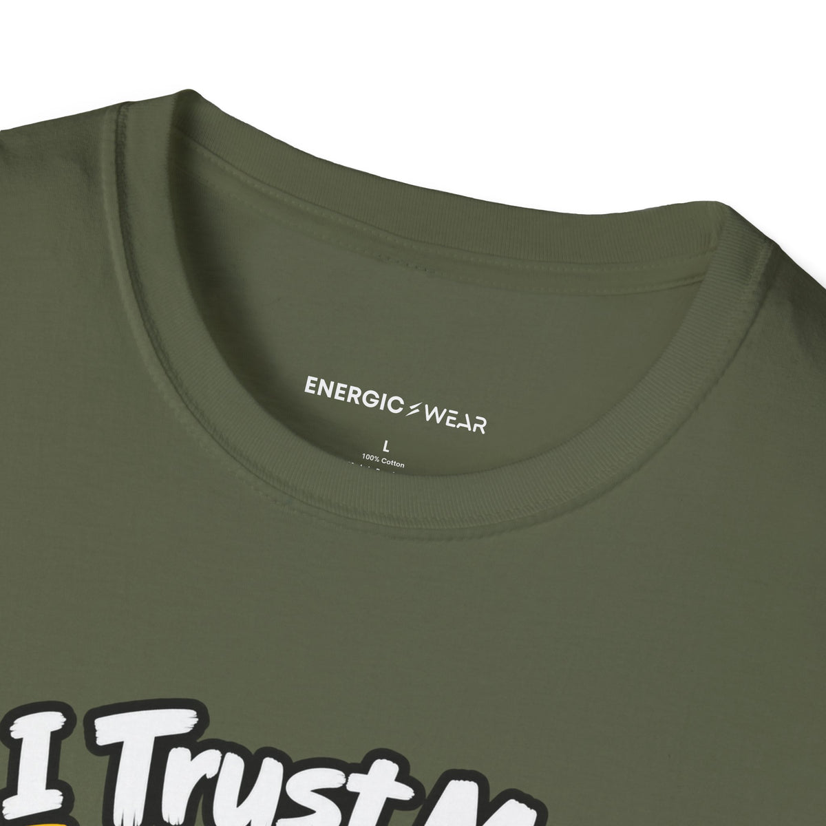 Graphic fitness T-shirt featuring the "I Trust My Spotter More Than My Phone Battery" design.