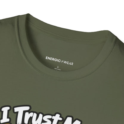 Graphic fitness T-shirt featuring the "I Trust My Spotter More Than My Phone Battery" design.
