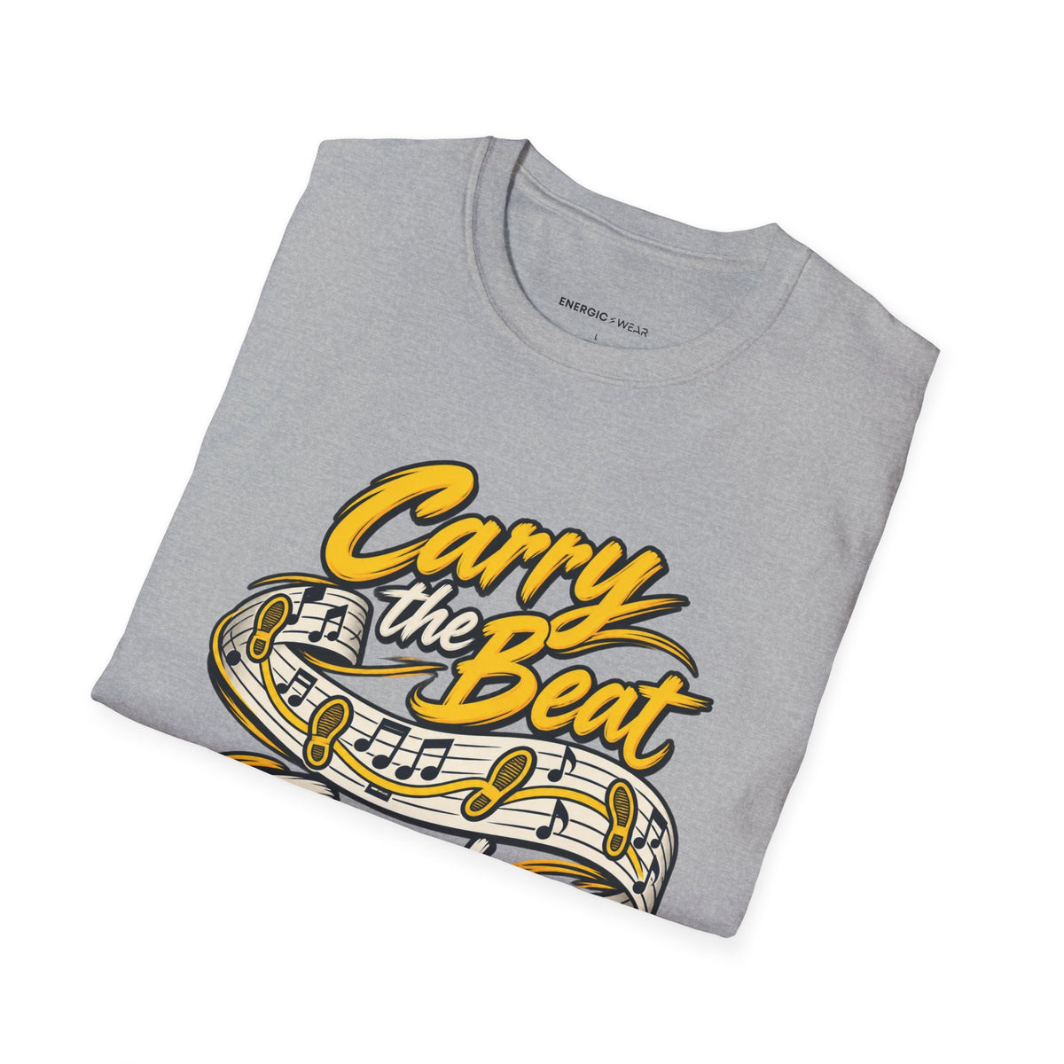 Graphic fitness T-shirt featuring the "Carry the Beat Through the Last Chorus" design.
