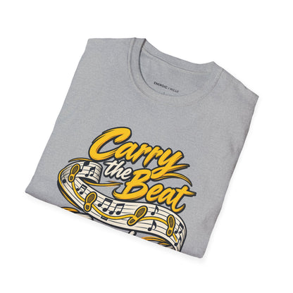 Graphic fitness T-shirt featuring the "Carry the Beat Through the Last Chorus" design.