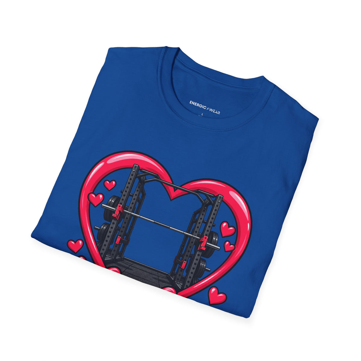 Graphic fitness T-shirt featuring the "My Gym Crush Is the Empty Squat Rack" design.
