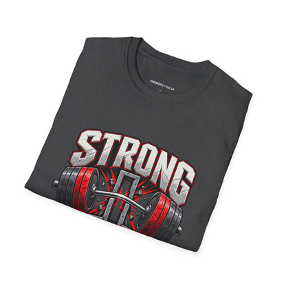Graphic fitness T-shirt featuring the "Strong Through the Sticking Point" design.
