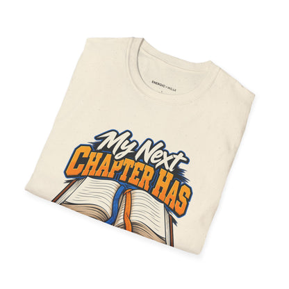 Graphic fitness T-shirt featuring the "My Next Chapter Has Training Shoes" design.