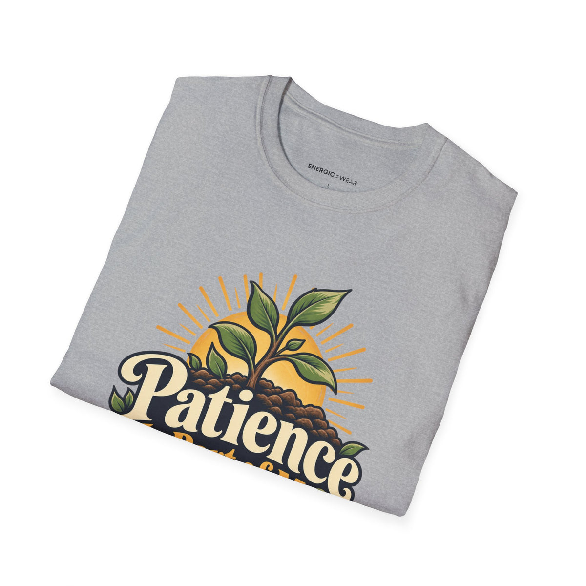 Graphic fitness T-shirt featuring the "Patience Is Part of My Training Prayer" design.