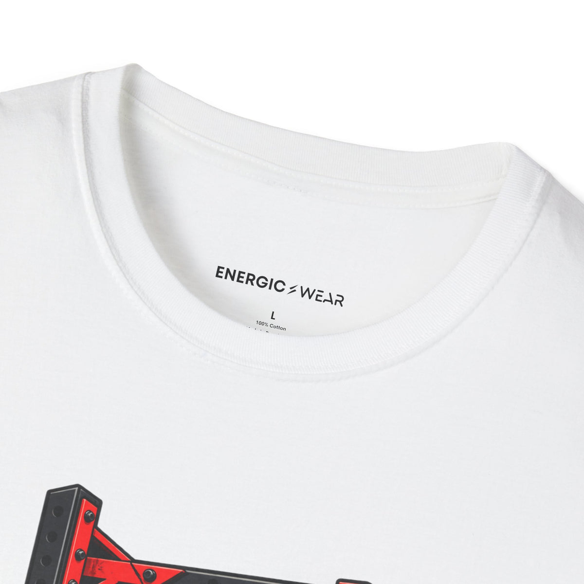 Graphic fitness T-shirt featuring the "Power Can Be Built One Side at a Time" design.