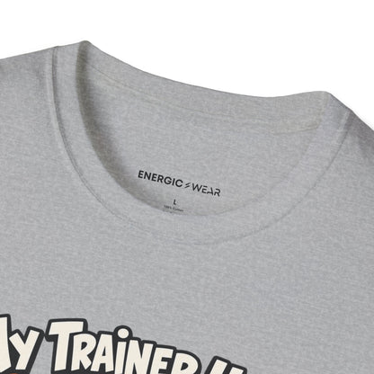 Graphic fitness T-shirt featuring the "My Trainer Uses Creative Mathematics" design.