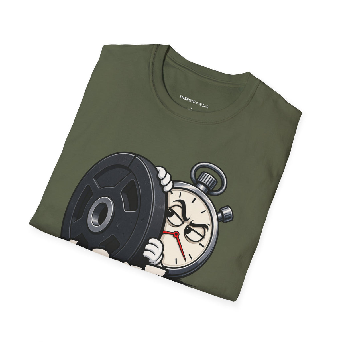 Graphic fitness T-shirt featuring the "My Rest Timer Has Trust Issues" design.