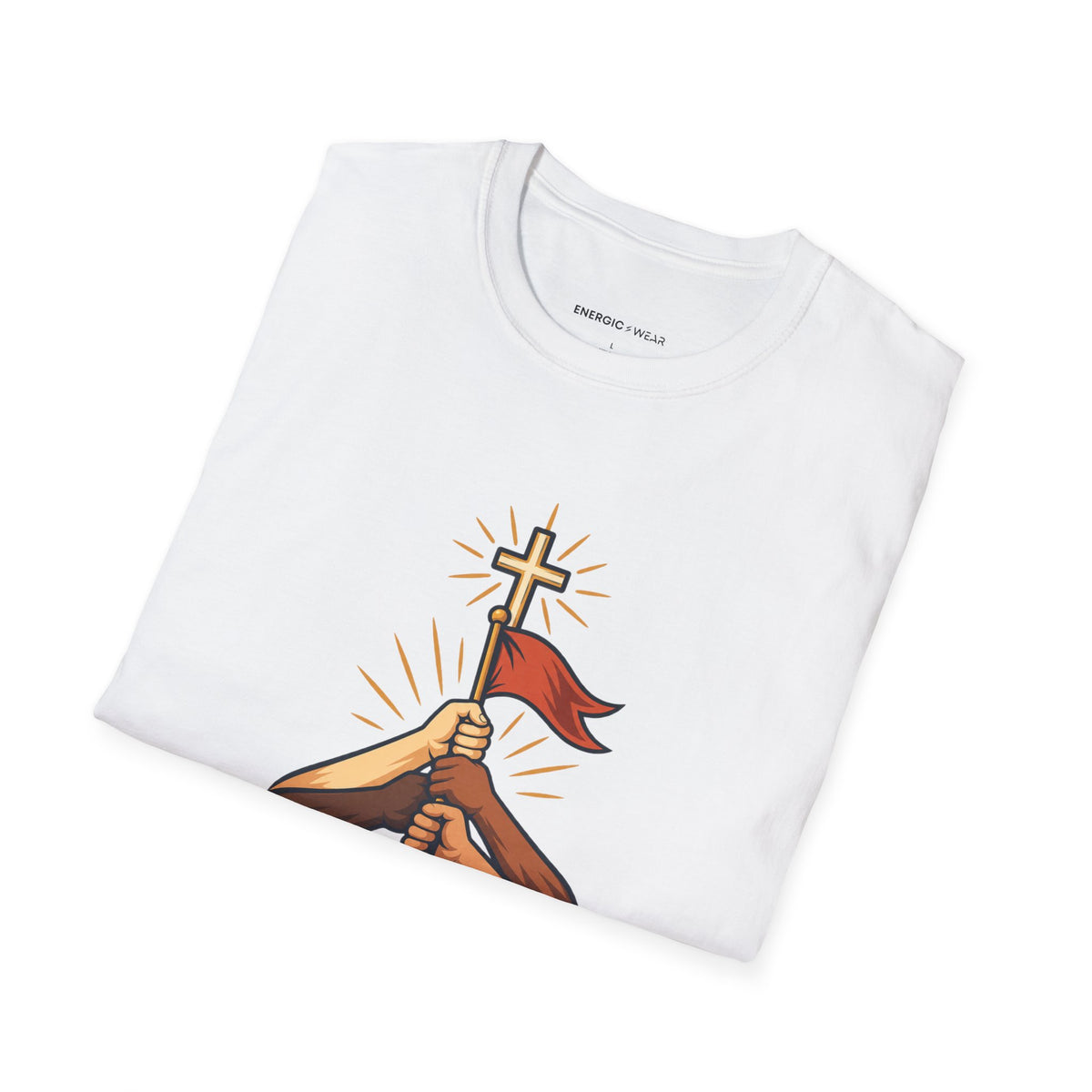 Graphic fitness T-shirt featuring the "Faith Makes Room for My Teammate S Victory" design.