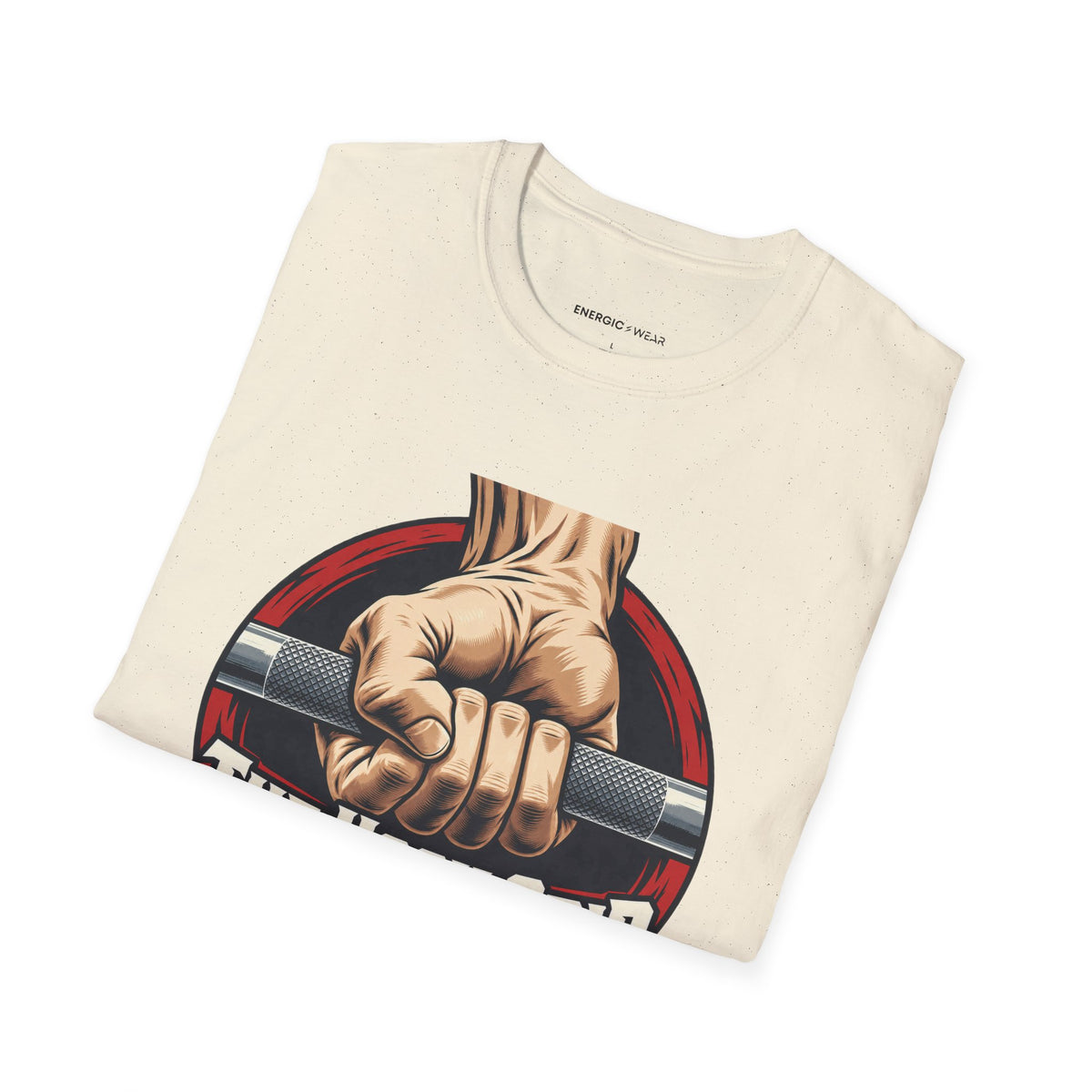 Graphic fitness T-shirt featuring the "The Hook Grip Holds the Commitment" design.