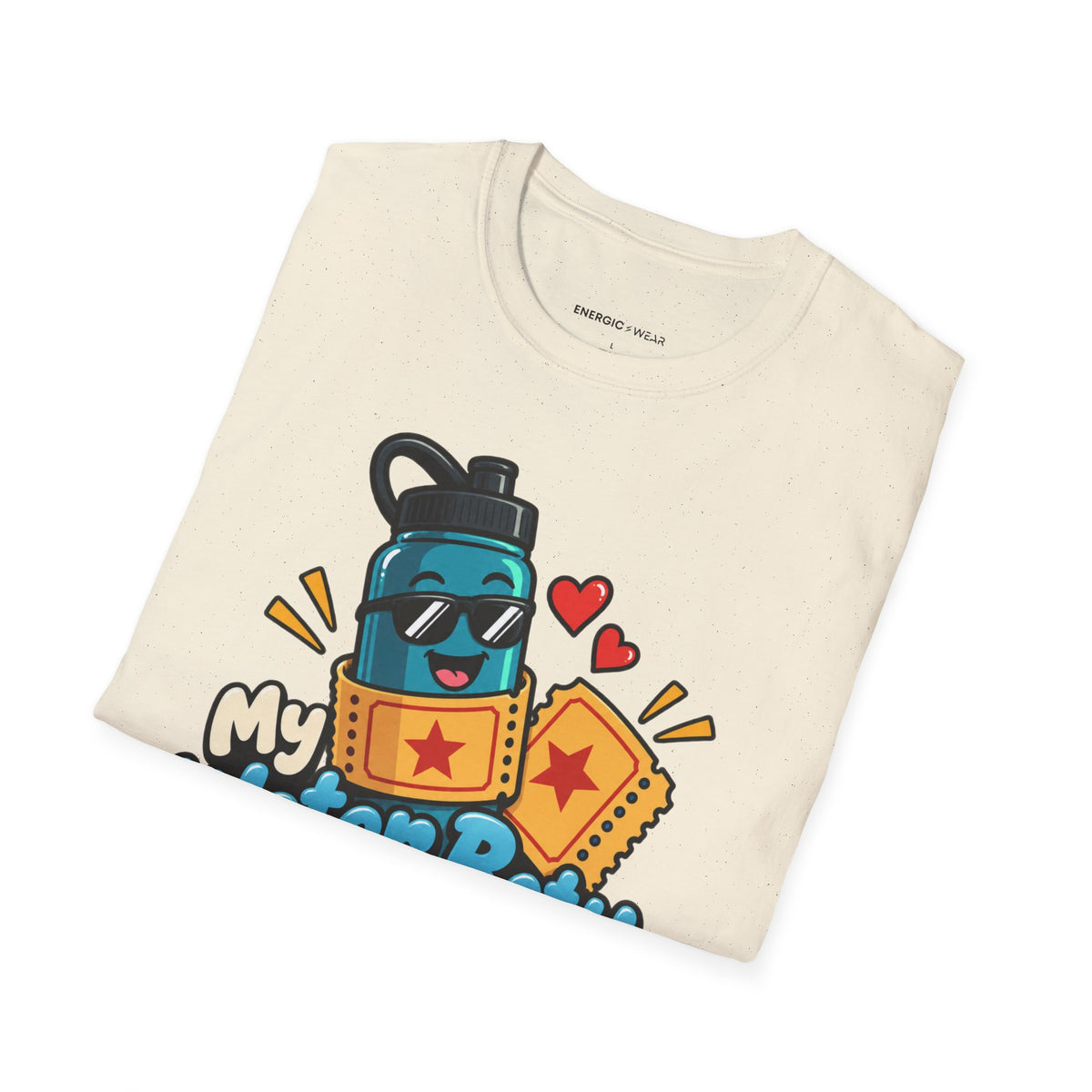 Graphic fitness T-shirt featuring the "My Water Bottle Is My Plus-One" design.
