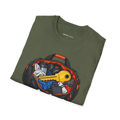 Graphic fitness T-shirt featuring the "Professionally Misplacing My Locker Key" design.